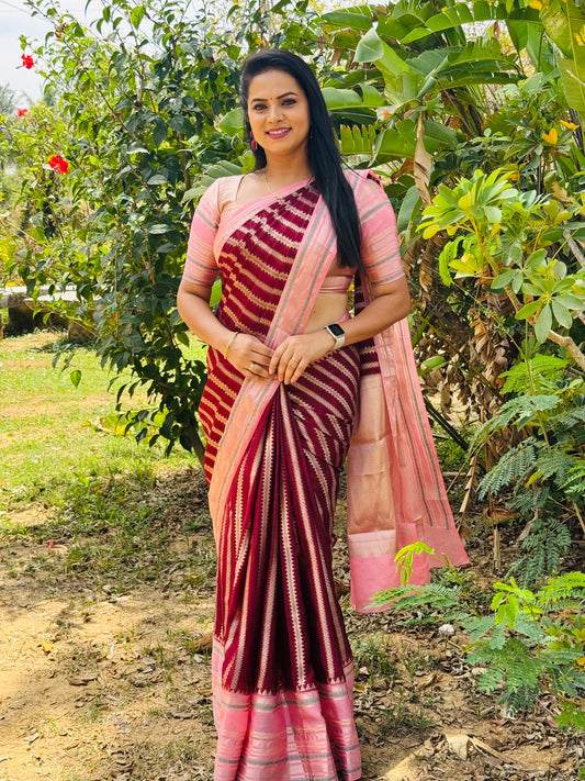 Maroon Benarasi Katan Warm Silk Saree