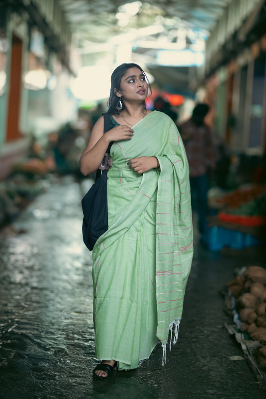 Mint Green Khesh Cotton Saree