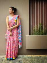 Load image into Gallery viewer, Peach Printed Mul Cotton Saree
