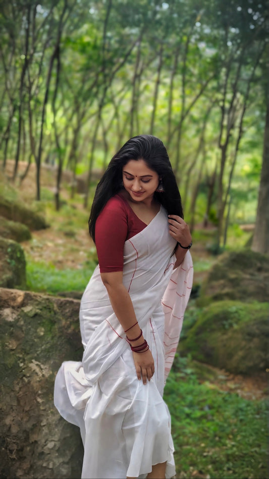 White Khesh Cotton Saree