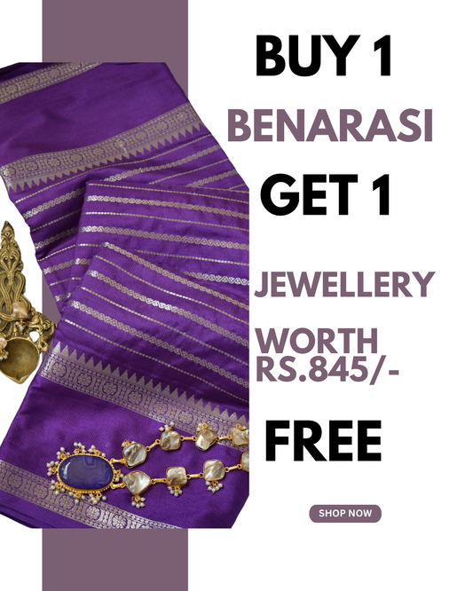 Nerale - Buy Benarasi Katan Warm Silk Saree  & Get Jewellery Free