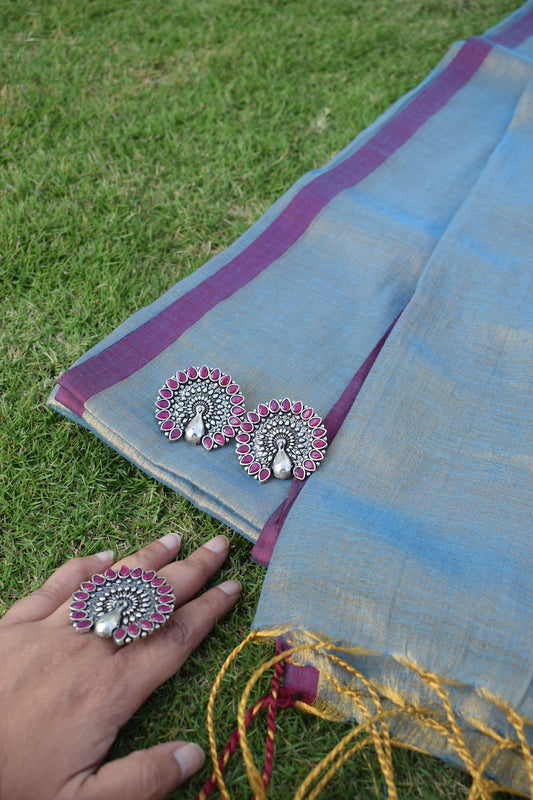 Beadzzled - Buy Tissue Cotton Saree & Get Jewellery Free