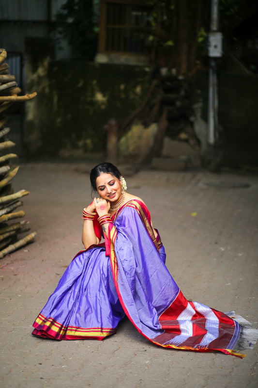 Lavendar Cotton Silk Ilkal Saree