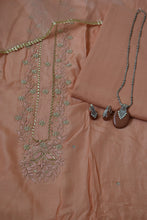 Load image into Gallery viewer, Gaura - Buy Muslin Silk Suit &amp; Get Jewellery Set Free
