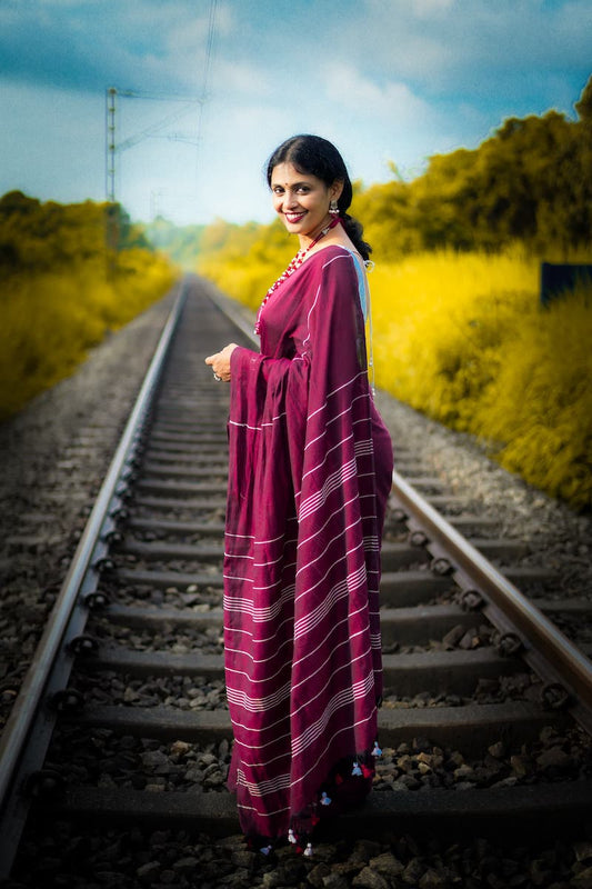 Coffee Bean Brown Khesh Cotton Saree