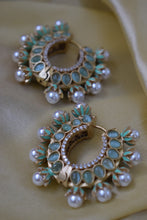 Load image into Gallery viewer, Sea Foam Pearl and Stone Hoops Earrings
