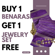 Load image into Gallery viewer, Nerale - Buy Benarasi Katan Warm Silk Saree  &amp; Get Jewellery Free
