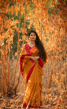Load image into Gallery viewer, Honey Brown Maheshwari Silk Cotton Saree
