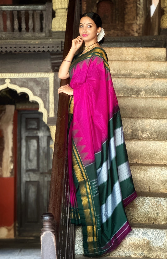 Magenta Ilkal Blended Silk Saree