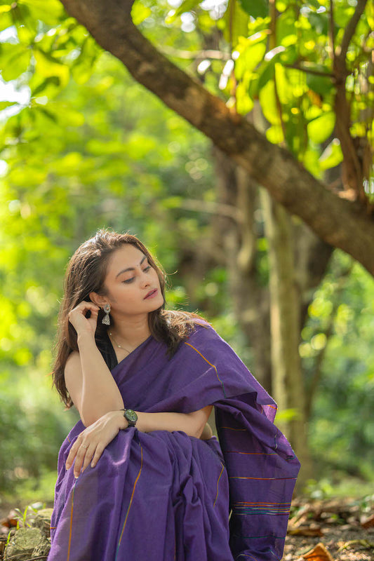 Purple Khesh Cotton Saree