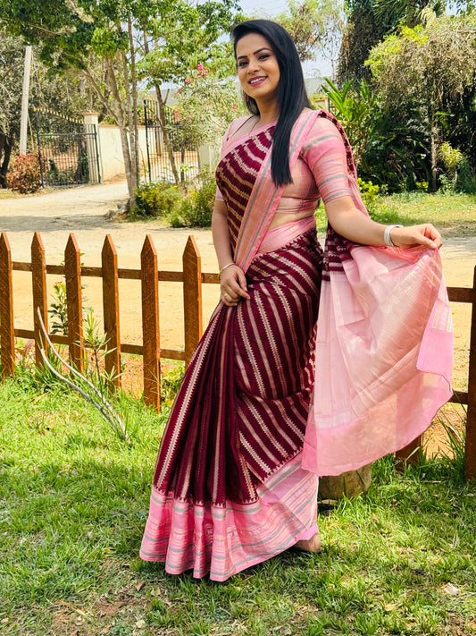 Maroon Benarasi Katan Warm Silk Saree