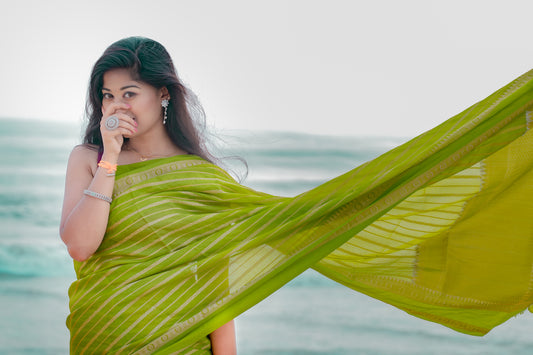 Lime Green Benarasi Katan Warm Silk Saree