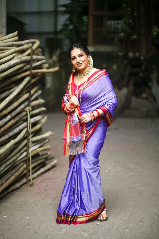 Lavendar Cotton Silk Ilkal Saree