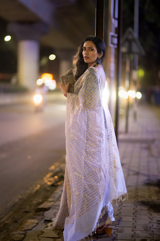 Light Lavender Maheshwari Silk Cotton Saree