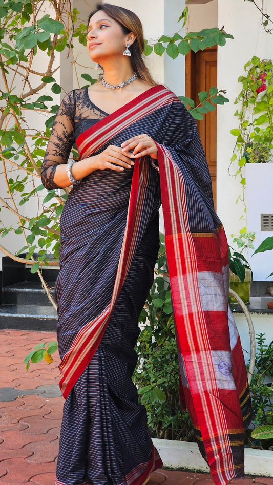 Black Gomedadi Ilkal Cotton Saree