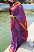 Load image into Gallery viewer, Blue &amp; Red Dual Tone Cotton Silk Ilkal Saree
