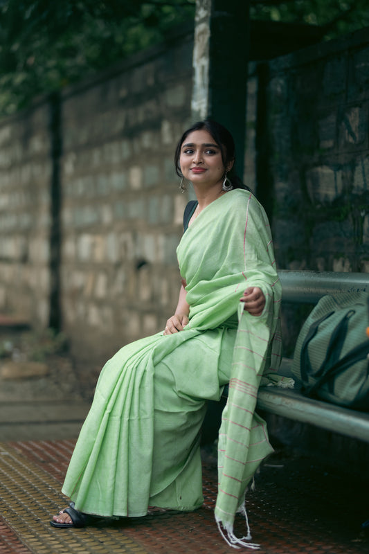 Mint Green Khesh Cotton Saree