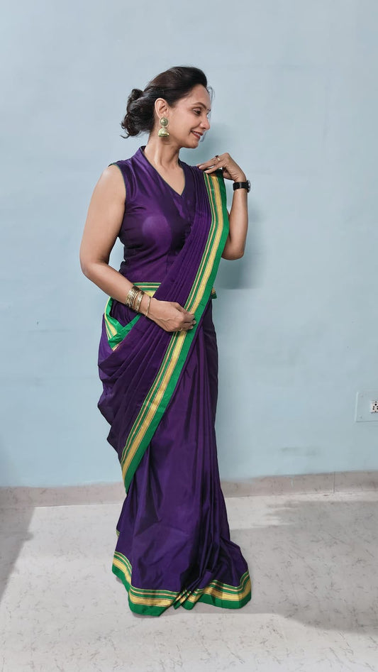 Deep Violet Cotton Silk Ilkal Saree