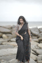 Load image into Gallery viewer, Black Khesh Cotton Saree
