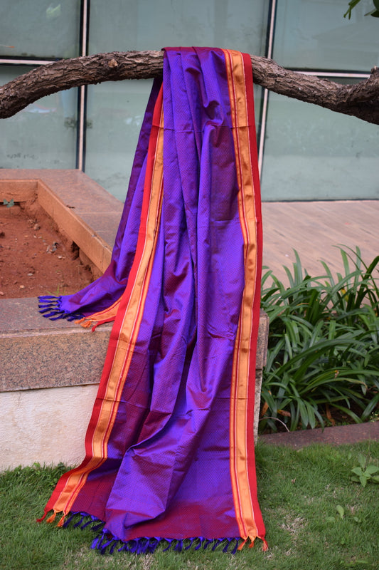 Blue & Red Dual Tone Khun Dupatta