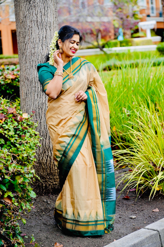 Sandal Ilkal Blended Silk Saree