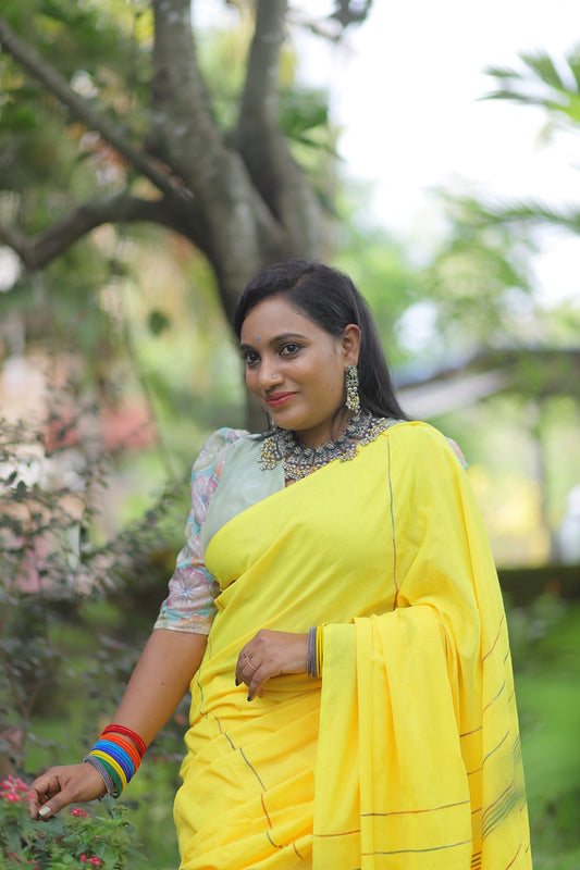 Yellow Khesh Cotton Saree