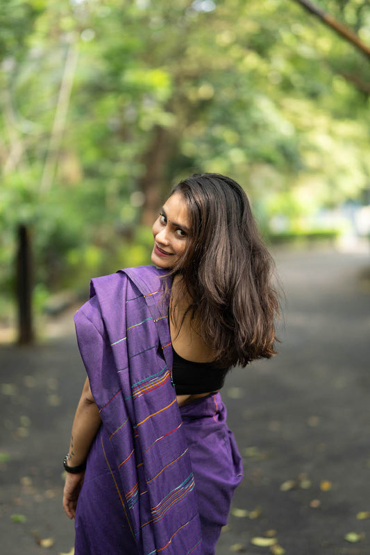 Purple Khesh Cotton Saree