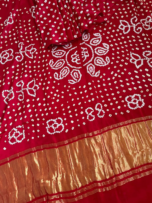 Red Modal Silk Bandhani Saree