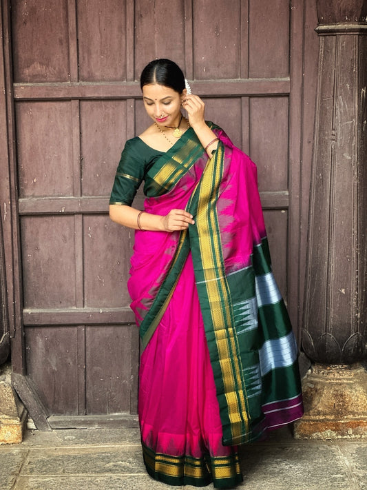 Magenta Ilkal Blended Silk Saree