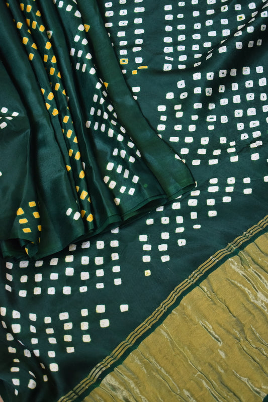 Bottle Green Modal Silk Bandhani Saree