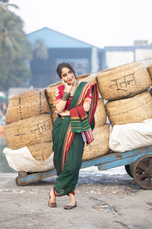 Green Gomedadi Ilkal Cotton Saree