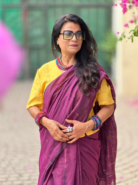 Aubergine Khesh Cotton Saree