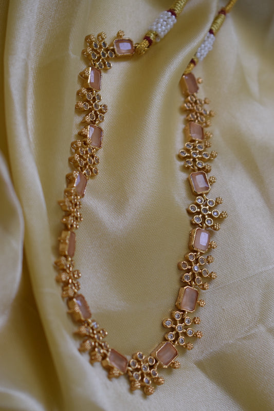 Baby Pink Stone Necklace Set