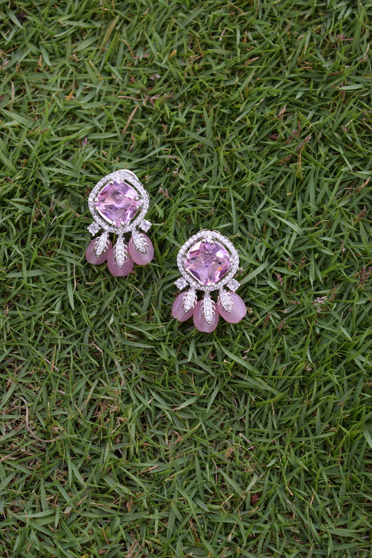 Baby Pink American Diamond Earrings