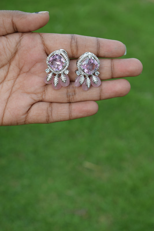 Baby Pink American Diamond Earrings