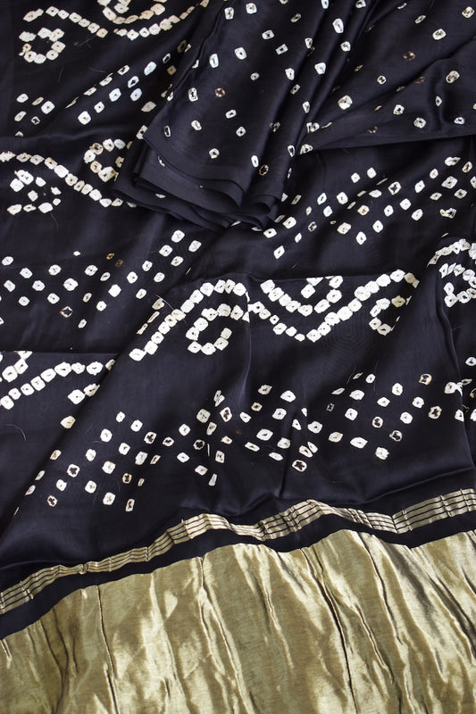 Black Modal Silk Bandhani Saree