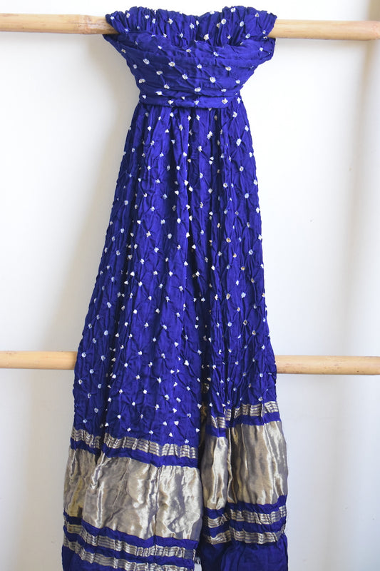 Blue Modal Silk Bandhani Dupatta