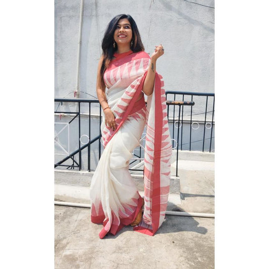 White Linen Jamdani Saree