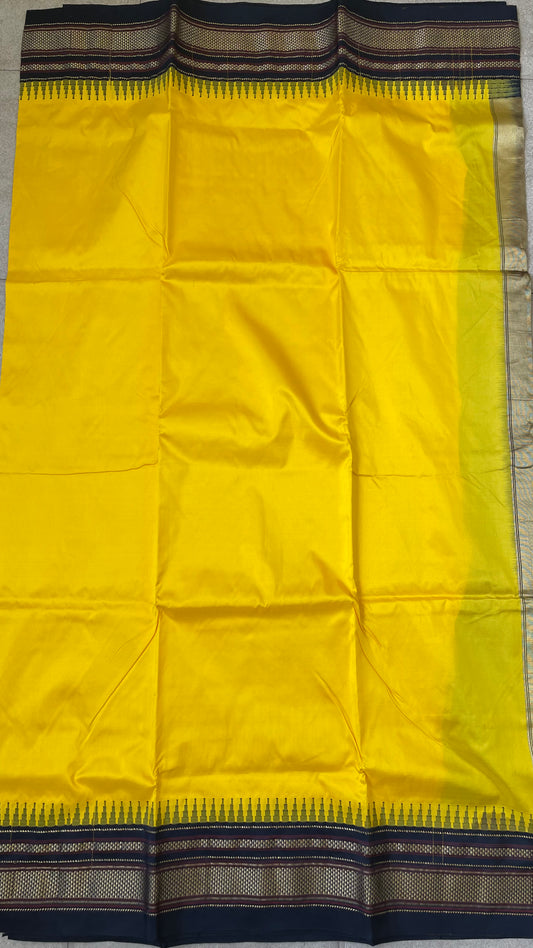 Yellow Ilkal Silk Saree