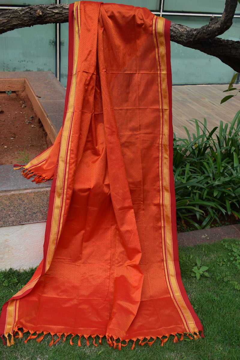 Fiery Orange Khun Dupatta