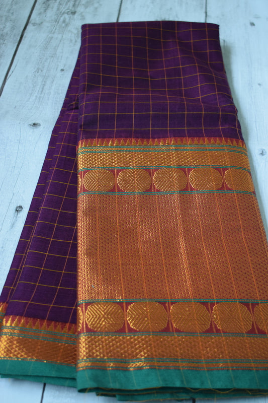 Deep Purple Mercerised Cotton Saree