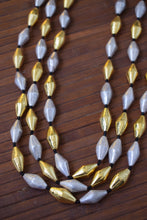 Load image into Gallery viewer, Triple Line Dual Tone Dholki Necklace
