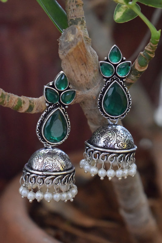 Green Stone Jhumka