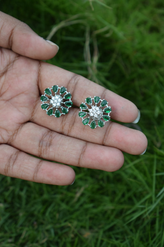 Green American Diamond Studs