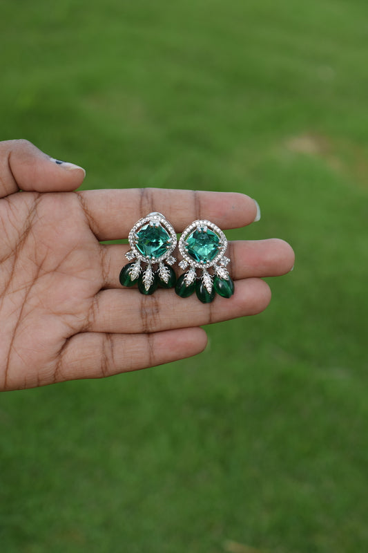 Green American Diamond Earrings