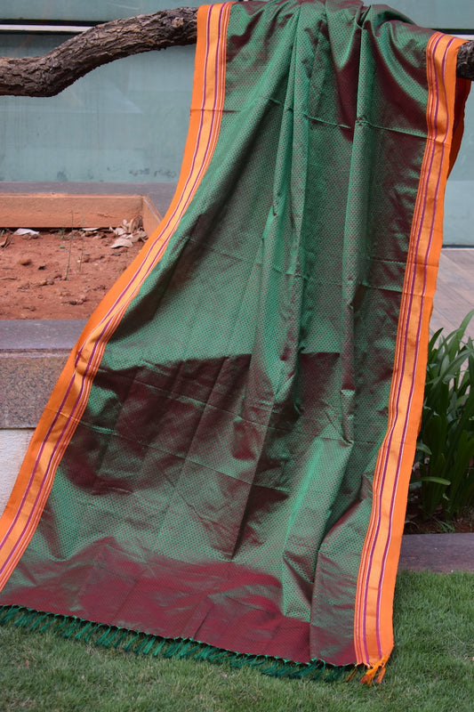 Green & Red Dual Shade Khun Dupatta