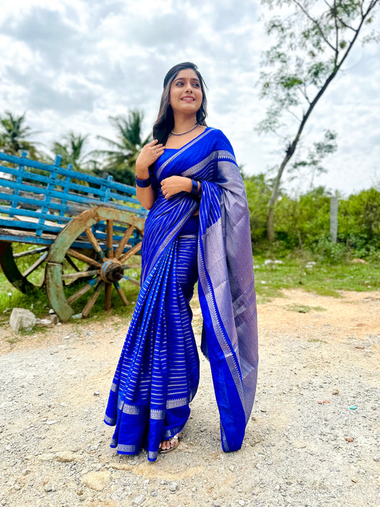 Royal Blue Benarasi Katan Warm Silk Saree