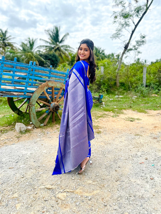 Royal Blue Benarasi Katan Warm Silk Saree