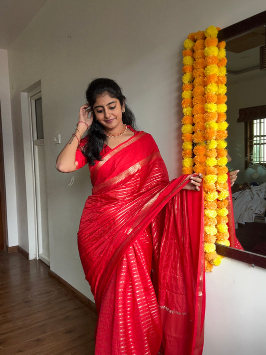 Red Benarasi Katan Warm Silk Saree