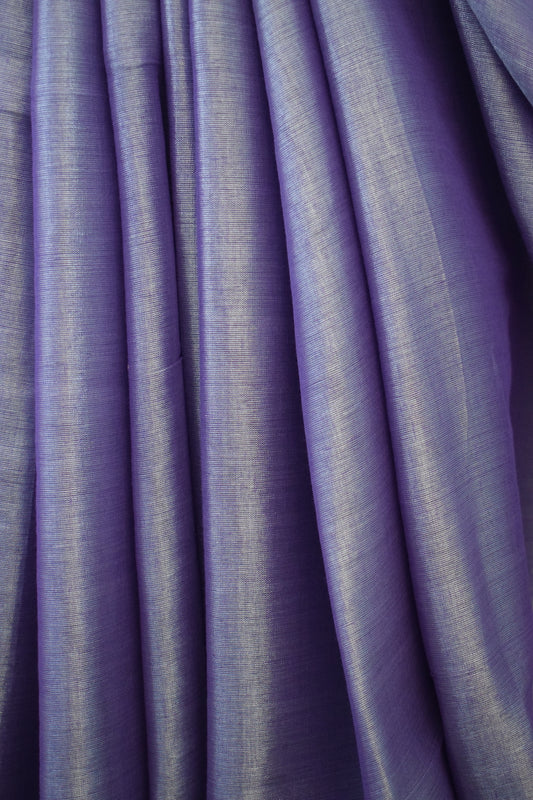 Lavender Tissue Cotton Saree With Border